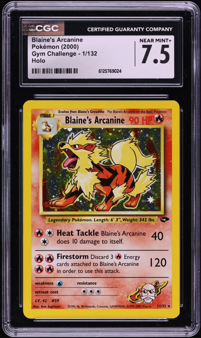 2000 Pokemon Gym Challenge Holo Blaine's Arcanine #1 CGC 7.5 NRMT+