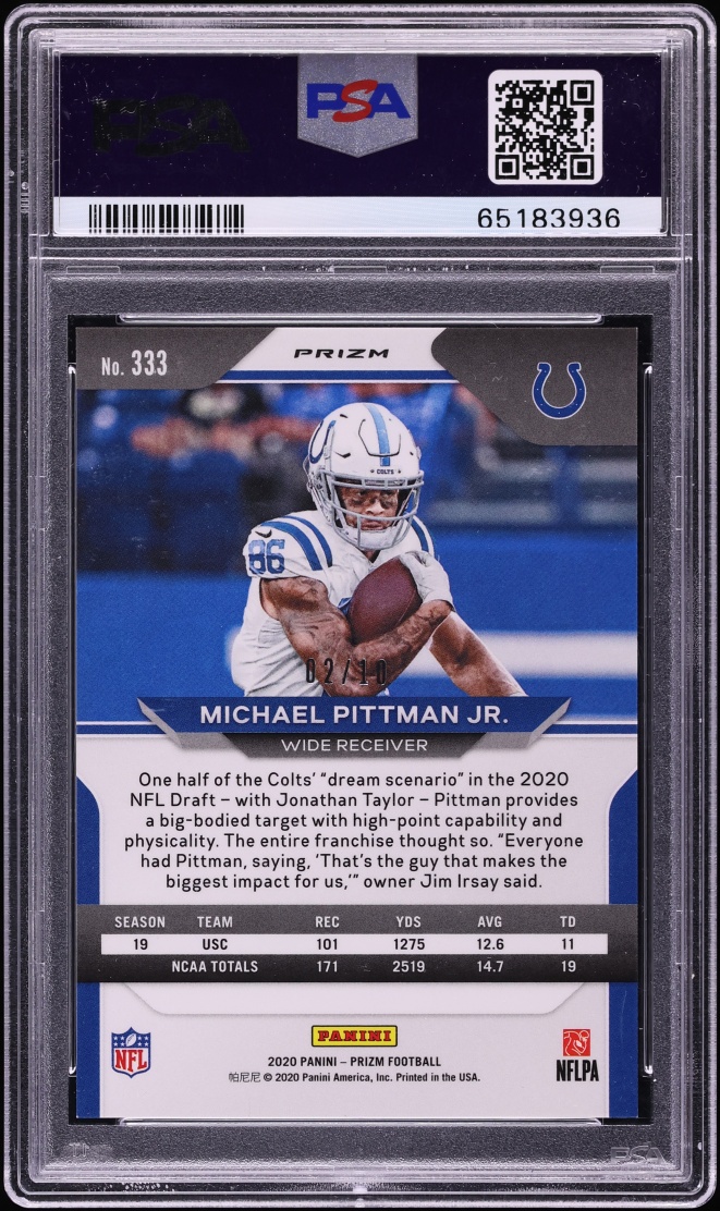 2020 Panini Prizm Gold Michael Pittman Jr. ROOKIE /10 #333 PSA 9 MINT - Photo 2
