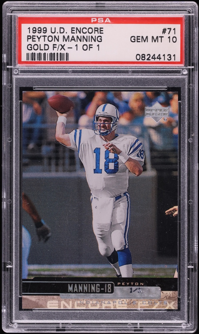 1999 Upper Deck Encore Gold F/X Peyton Manning 1/1 #71 PSA 10 GEM MINT - Photo 1