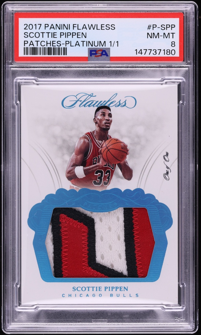 2017 Panini Flawless Patches Platinum Scottie Pippen PATCH 1/1 #P-SPP PSA 8 NM-MT - Photo 1