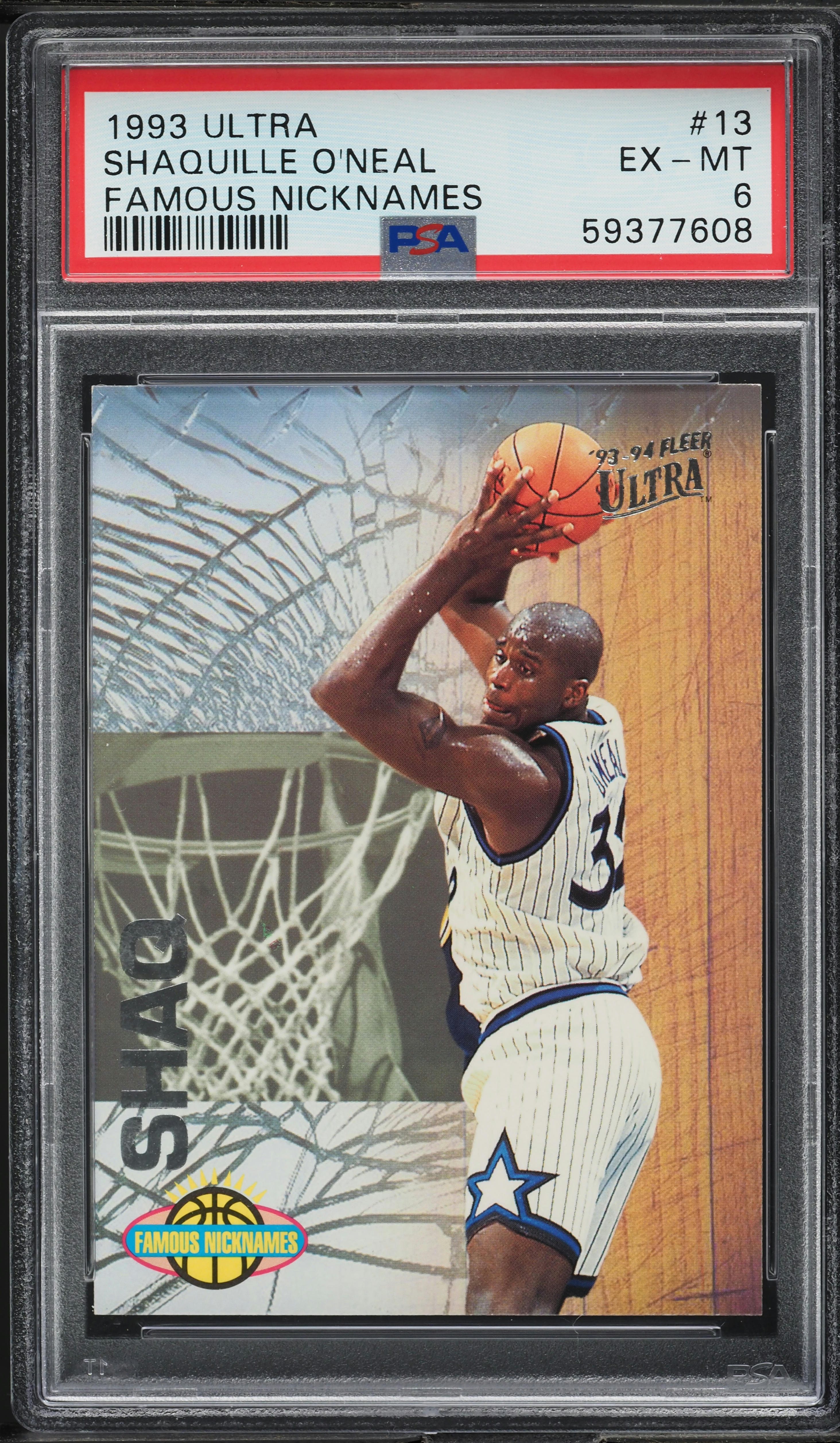 1993 Ultra Famous Nicknames Shaquille O'Neal #13 PSA 6 EXMT on