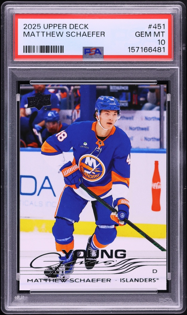 2025 Upper Deck Young Guns Matthew Schaefer ROOKIE #451 PSA 10 GEM MINT