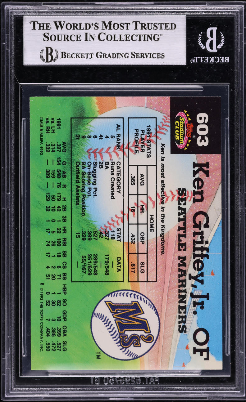 1992 Stadium Club Members Choice Ken Griffey Jr. #603 BGS 9 MINT