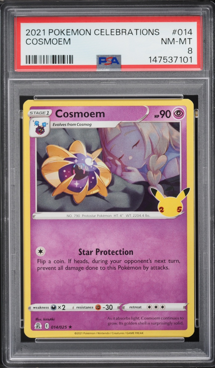 2021 Pokemon Sword & Shield Celebrations Cosmoem #14 PSA 8 NM-MT