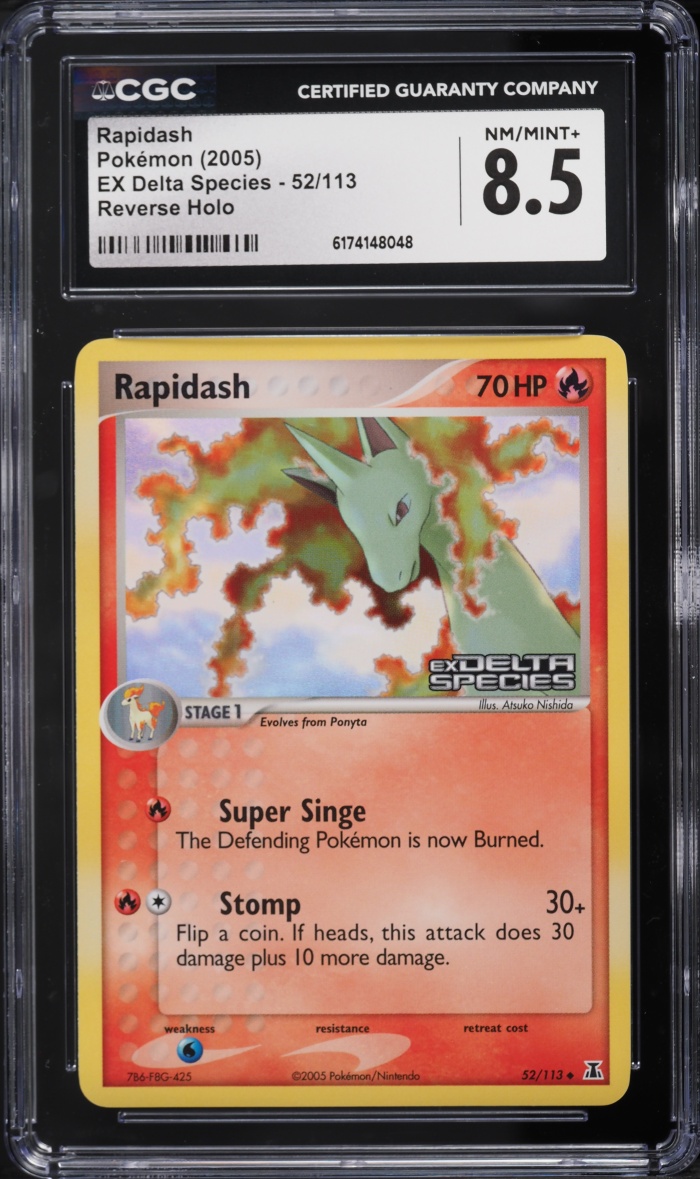 2005 Pokemon Ex Delta Species Reverse Holo Rapidash #52 CGC 8.5 NM-MT+