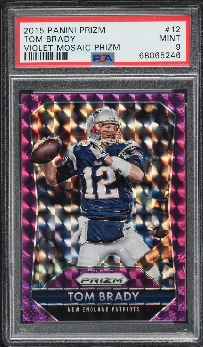 2015 Panini Prizm Violet Mosaic Tom Brady /50 #12 PSA 9 MINT