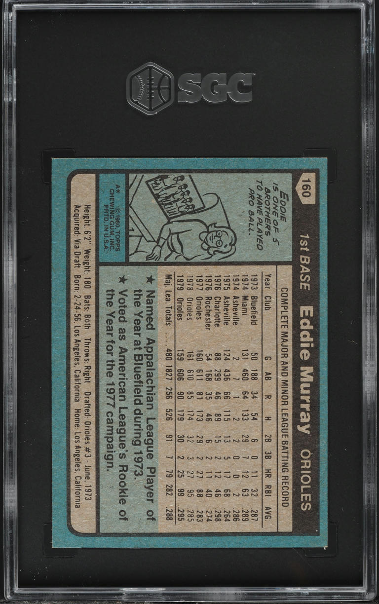 1980 Topps Eddie Murray #160 SGC 8 NM-MT
