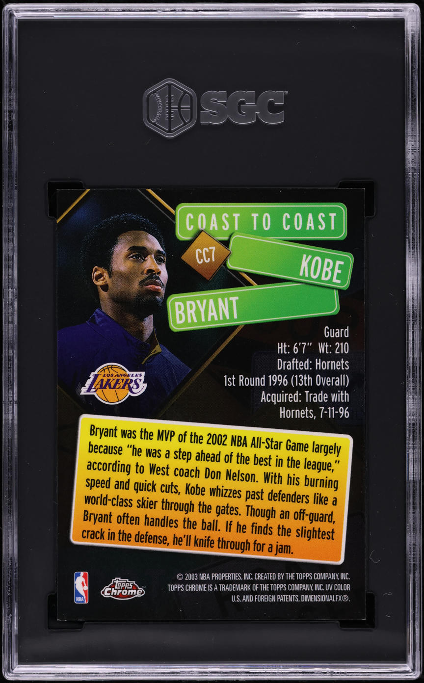 2002 Topps Chrome Coast To Coast Kobe Bryant #CC7 SGC 8.5 NM-MT+