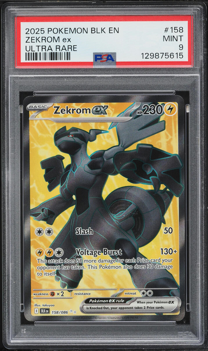 2025 Pokemon Scarlet & Violet Black Bolt Full Art Zekrom ex #158 PSA 9 MINT