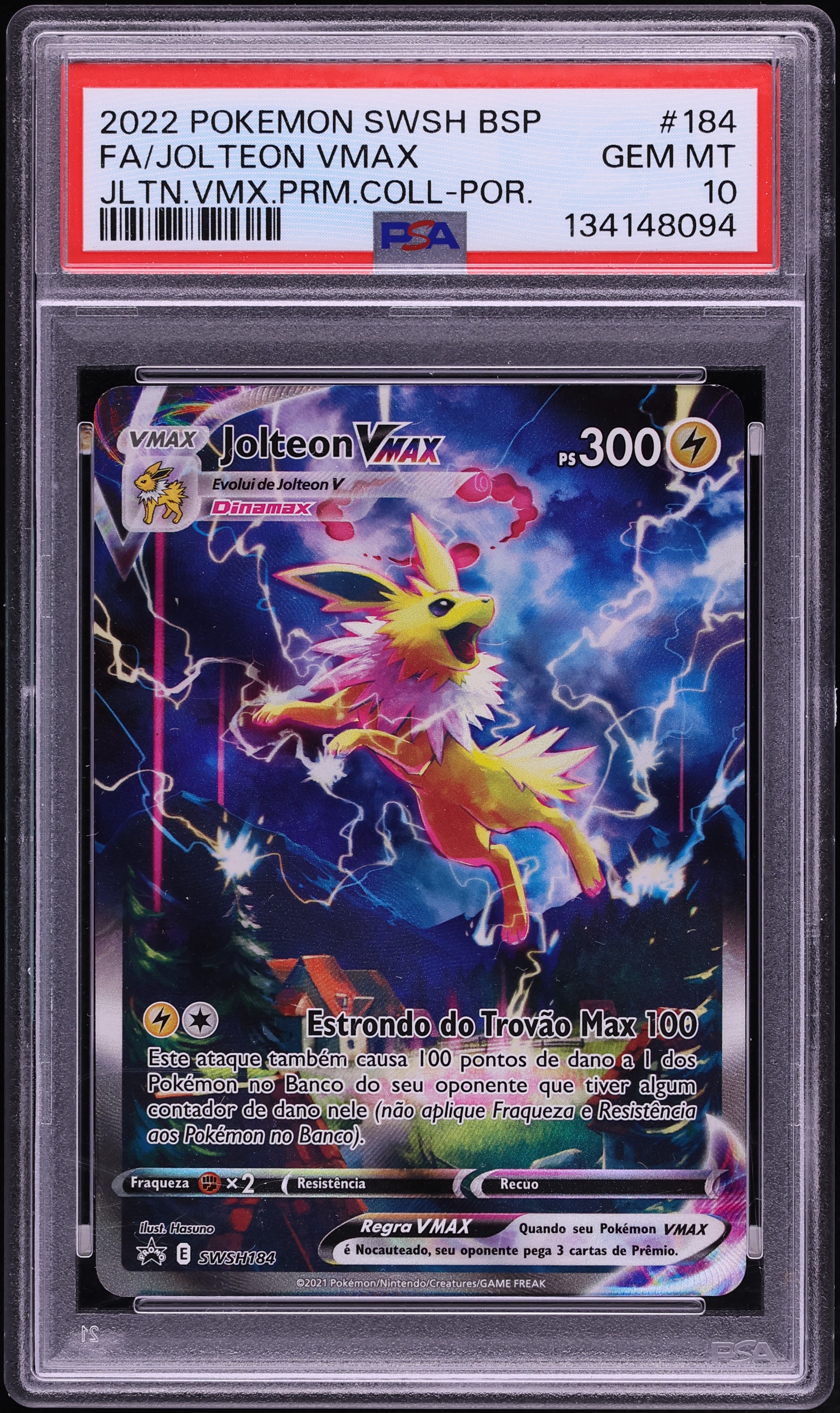 2022 Pokemon Portuguese Sword & Shield Promo Premium Full Art Jolteon VMAX #SWSH184 PSA 10 GEM