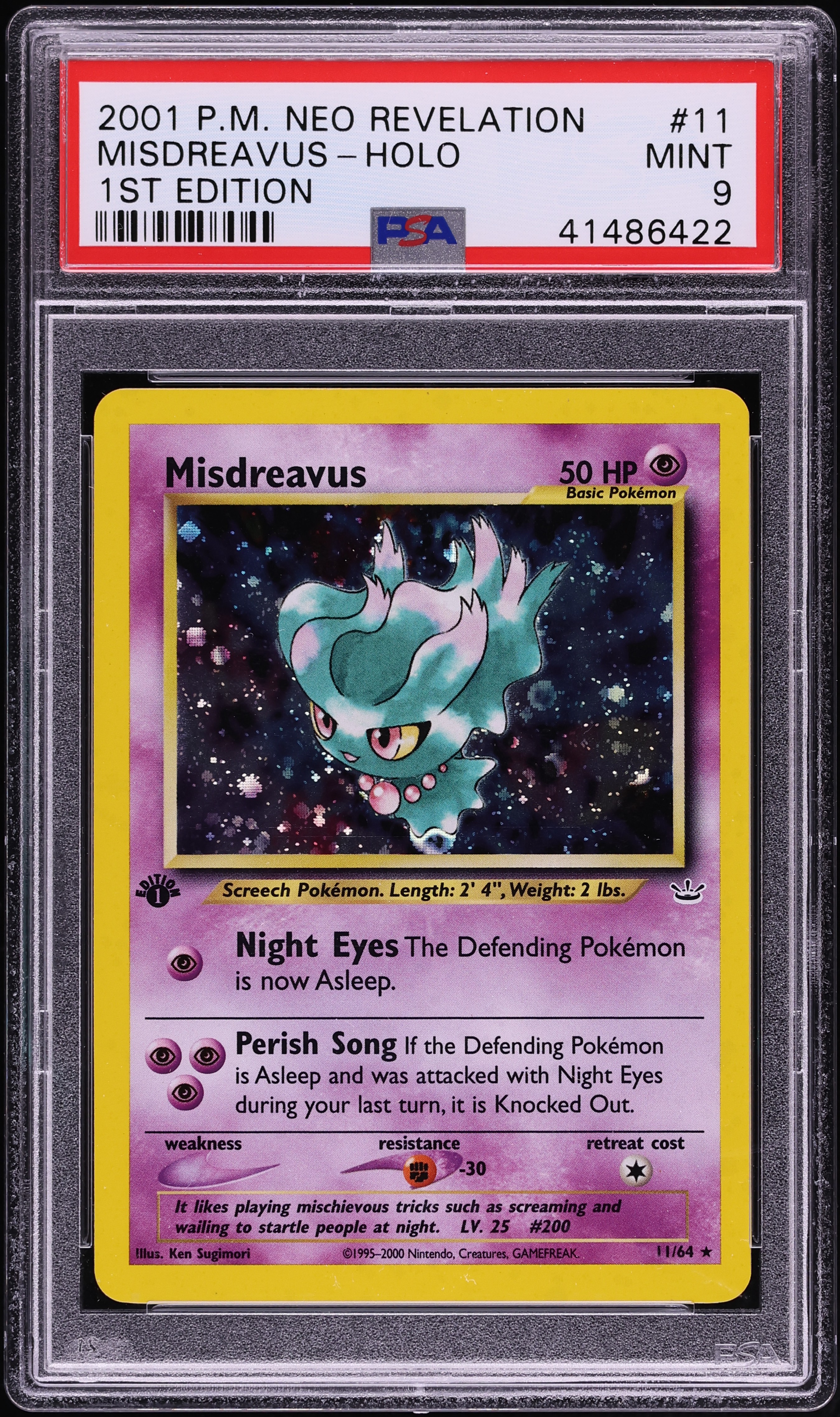 2001 Pokemon Neo Revelation 1st Edition Holo Misdreavus #11 PSA 9 MINT