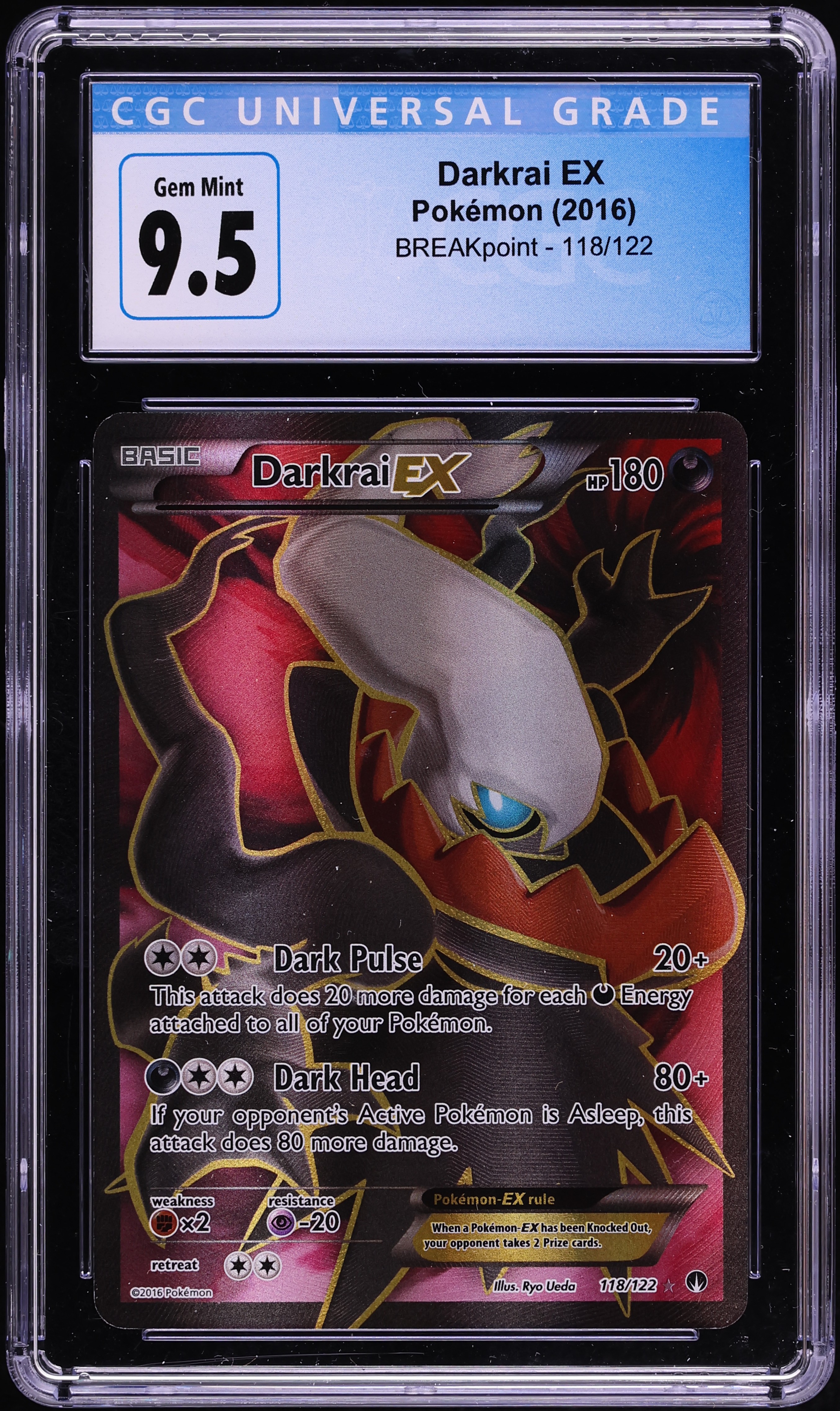 2016 Pokemon XY BREAKpoint Full Art Darkrai Ex #118 CGC 9.5 GEM MINT