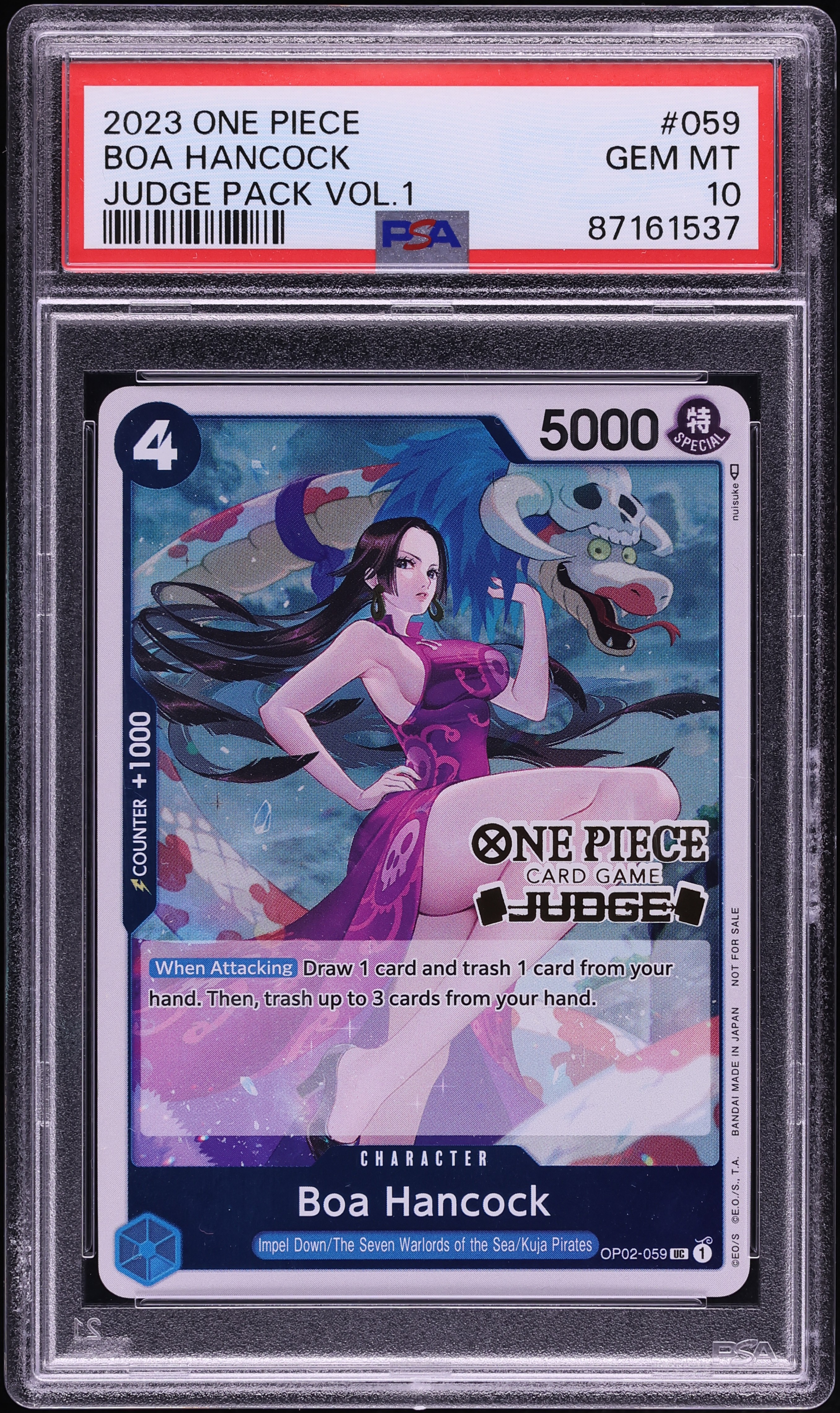 2023 One Piece Judge Pack Volume 1 Boa Hancock #OP02-059 PSA 10 GEM MINT