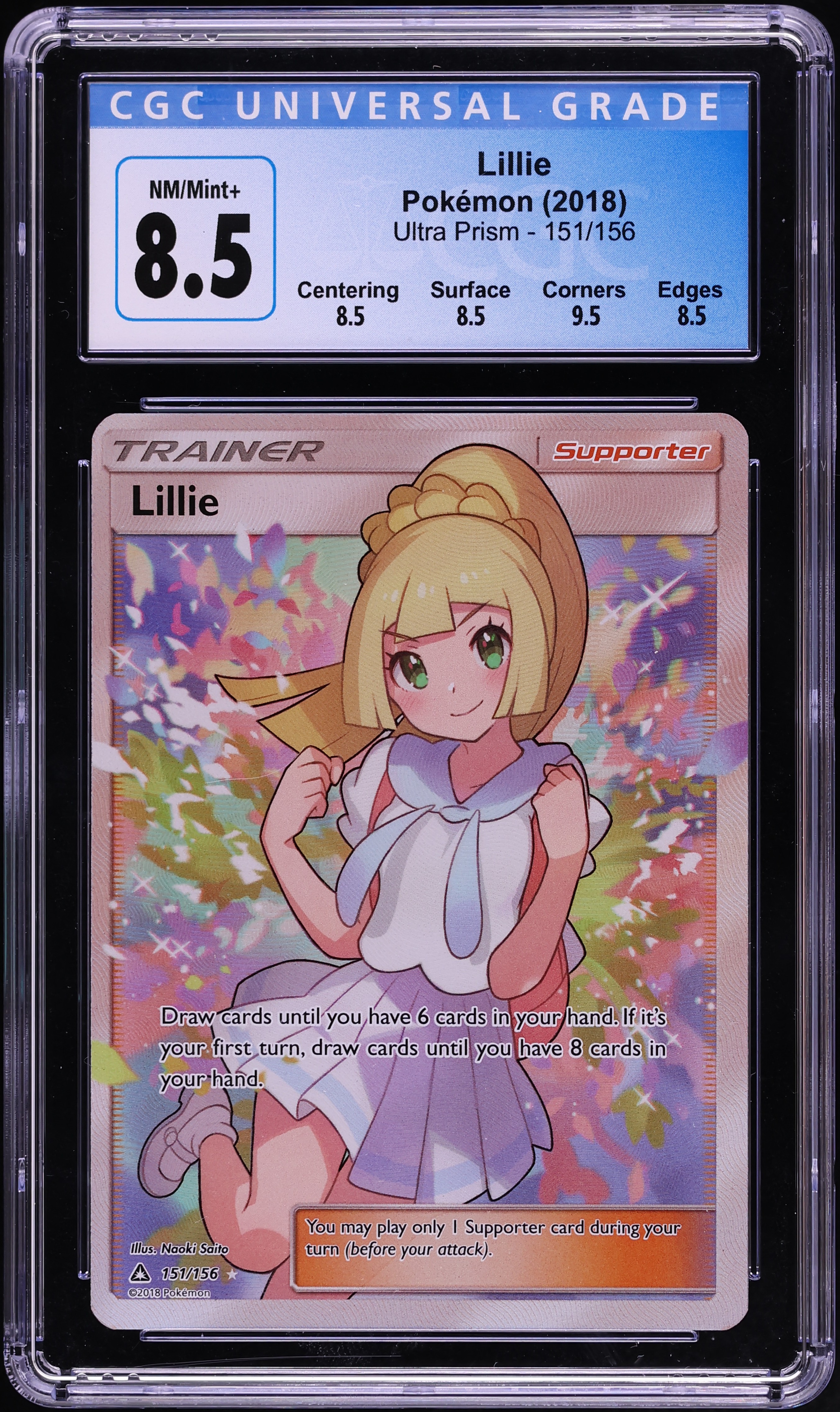 2018 Pokemon Sun & Moon Ultra Prism Full Art Lillie #151 CGC 8.5 NM-MT+