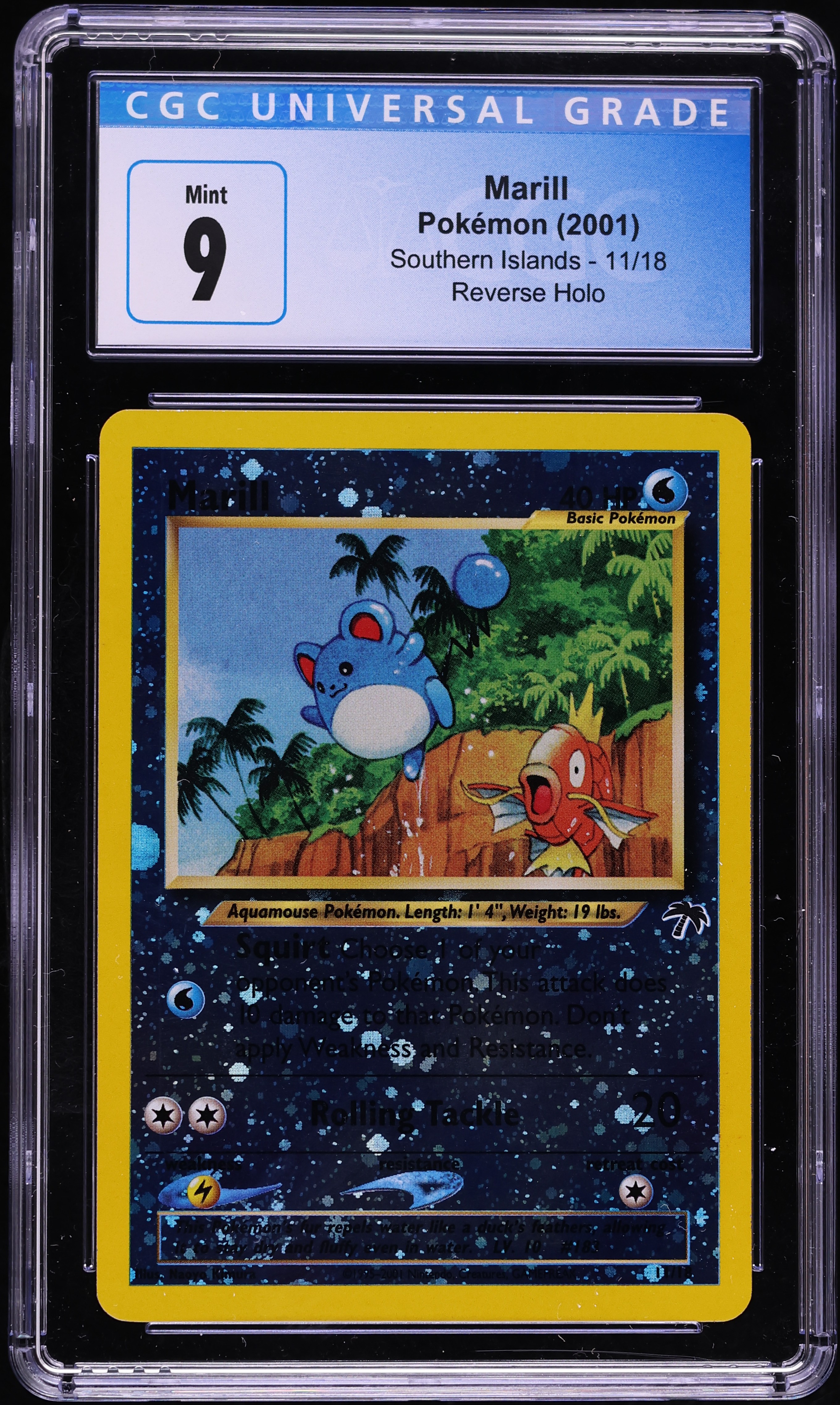 2001 Pokemon Southern Islands Reverse Holo Marill #11 CGC 9 MINT
