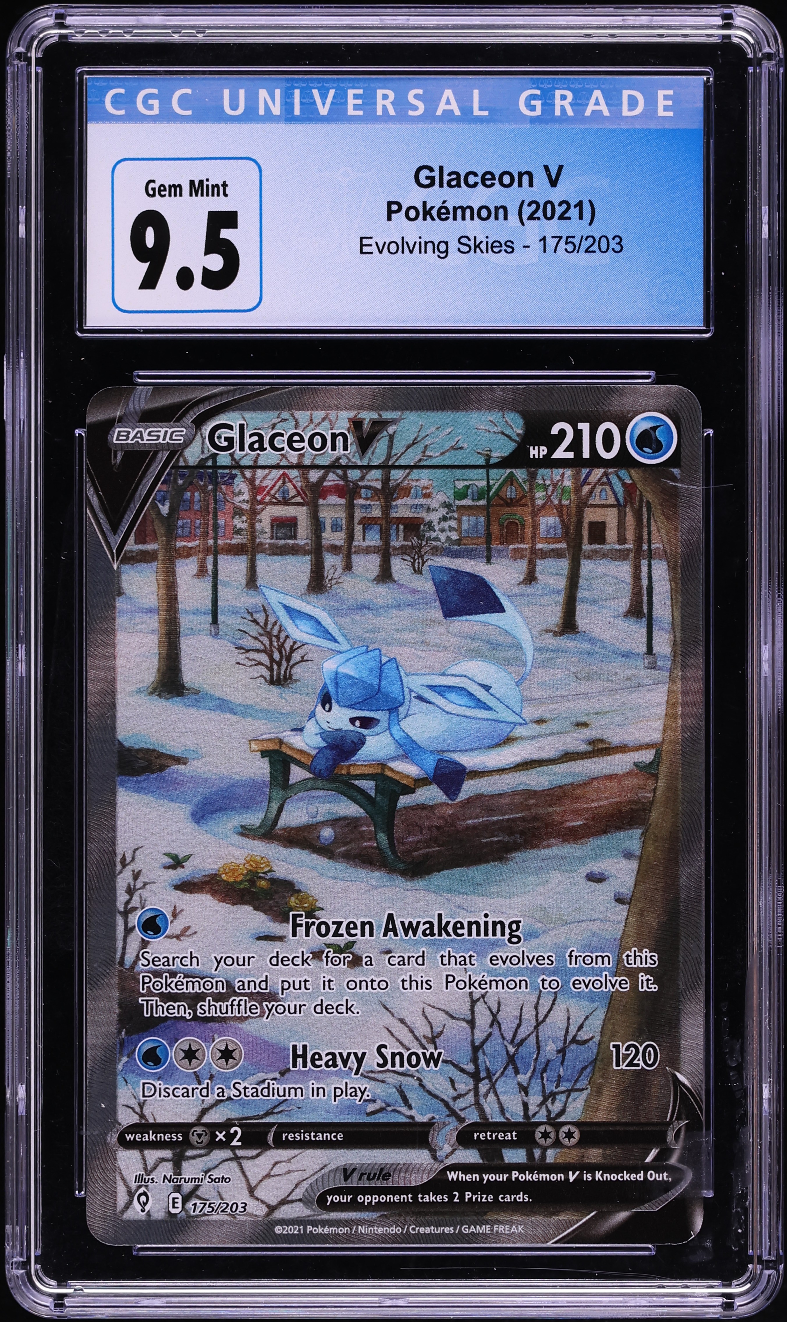 2021 Pokemon Sword & Shield Evolving Skies Full Art Glaceon V #175 CGC 9.5 GEM MINT