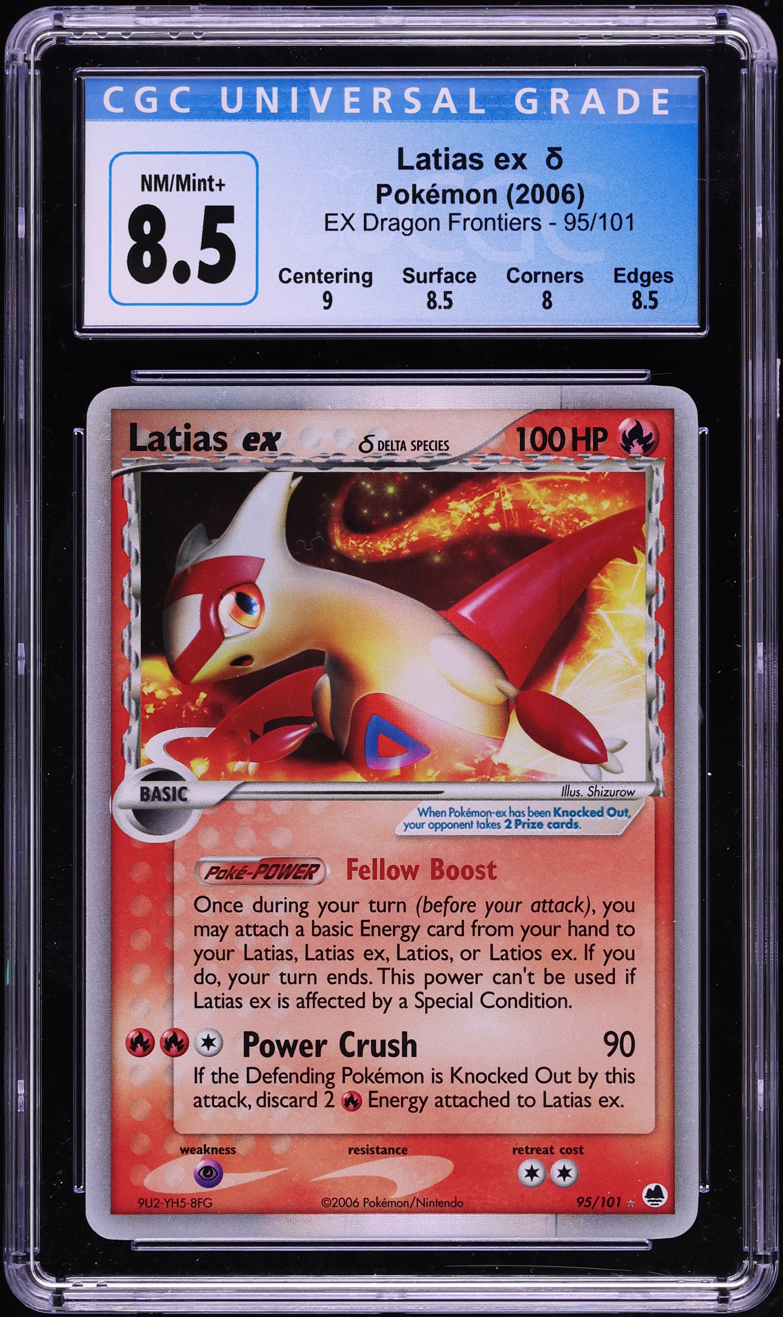 2006 Pokemon EX Dragon Frontiers Holo Latias Ex #95 CGC 8.5 NM-MT+