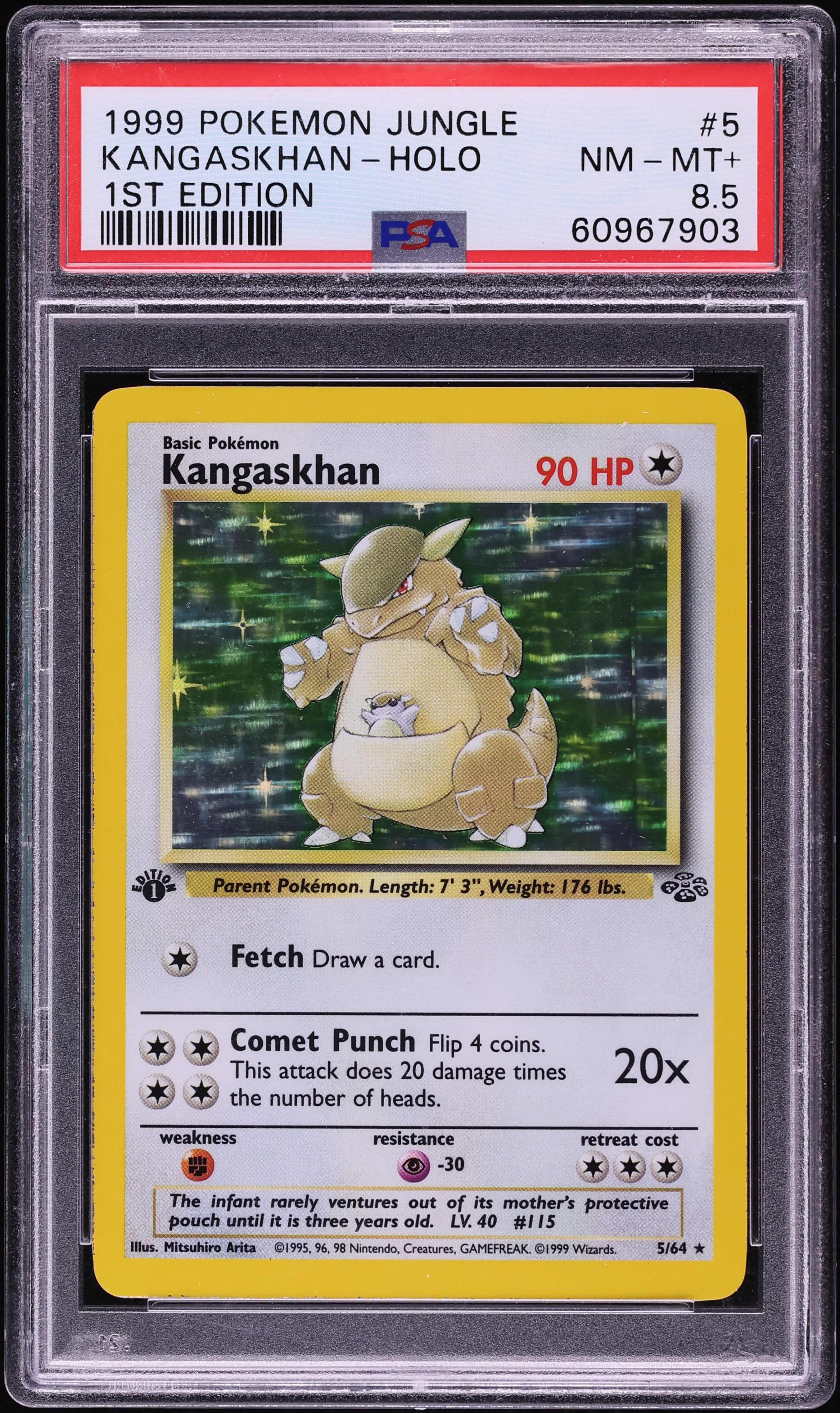 1999 Pokemon Jungle 1st Edition Holo Kangaskhan #5 PSA 8.5 NM-MT+