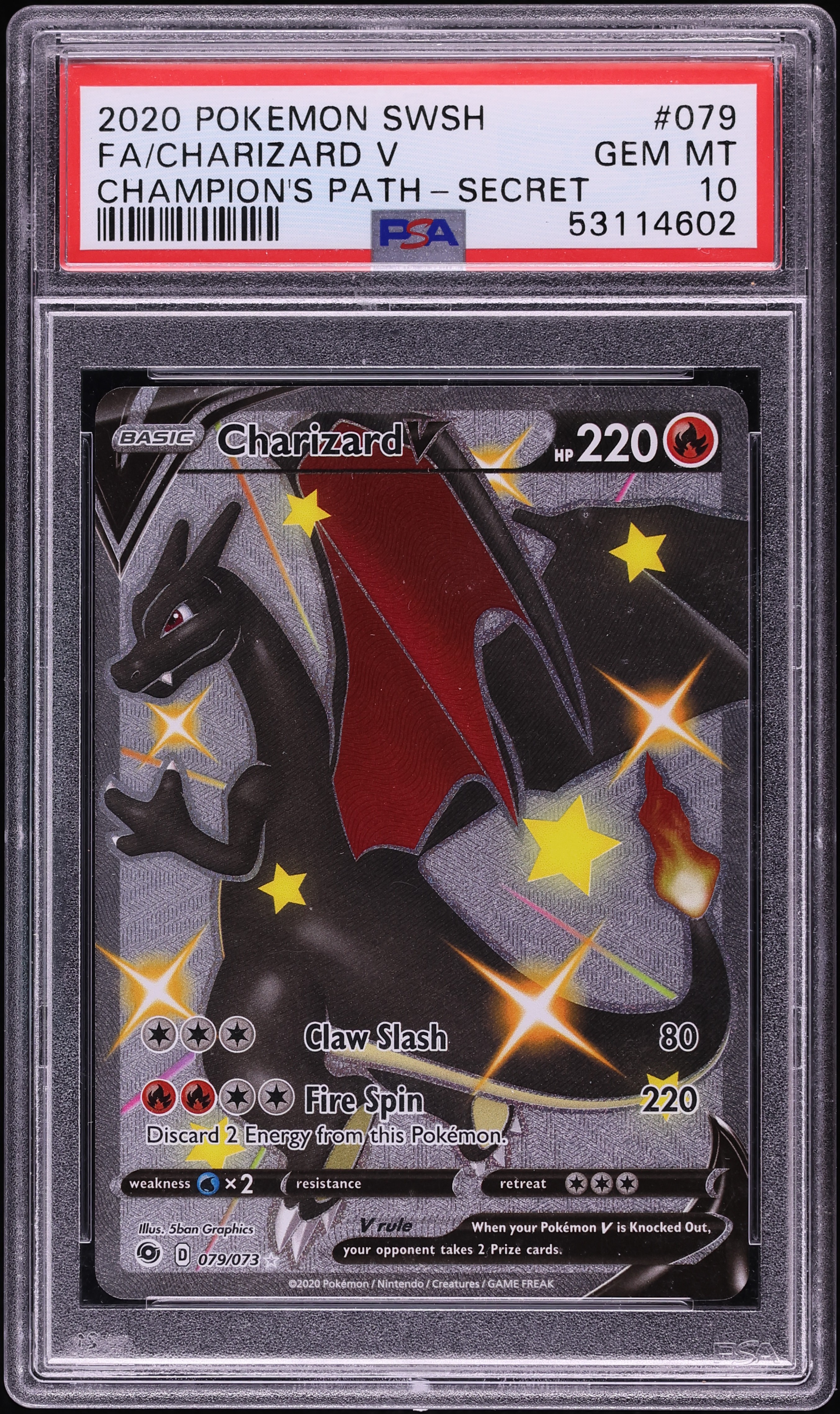 2020 Pokemon Sword & Shield Champion's Path SEC Charizard V #79 PSA 10 GEM MINT