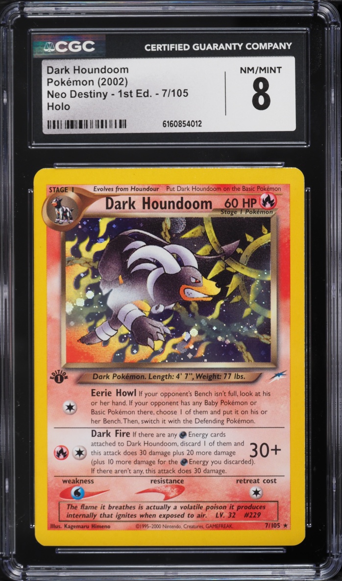 2002 Pokemon Neo Destiny 1st Edition Holo Dark Houndoom #7 CGC 8 NM-MT