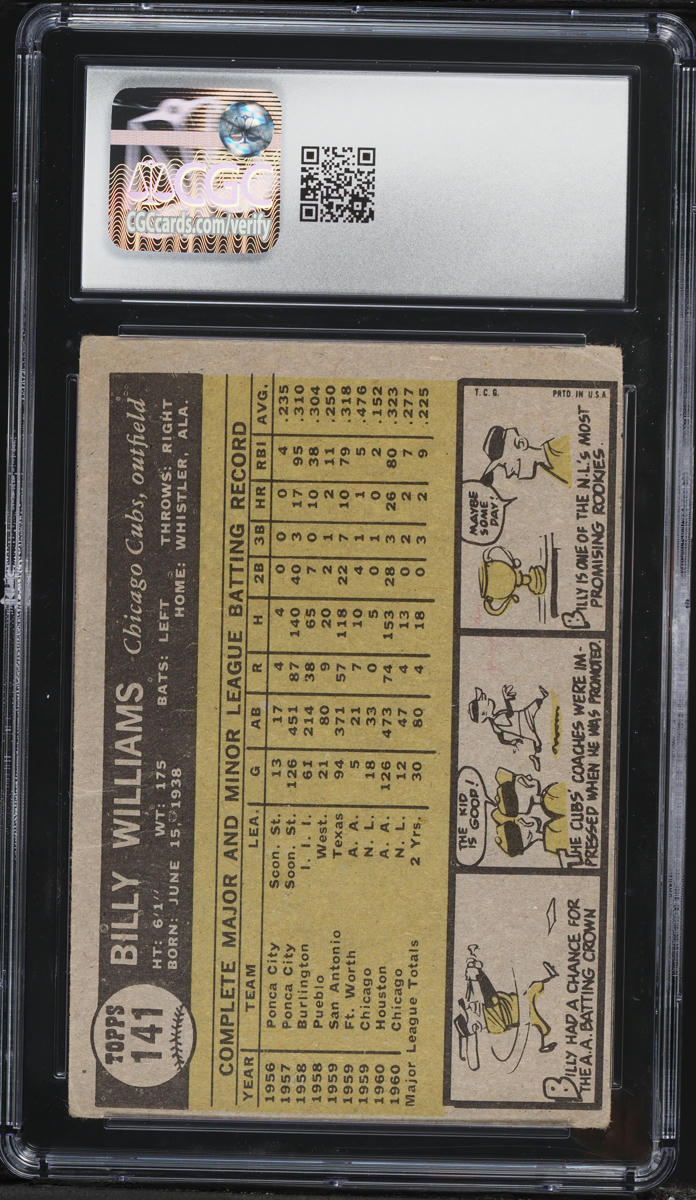 1961 Topps Billy Williams ROOKIE #141 CGC 3 VG