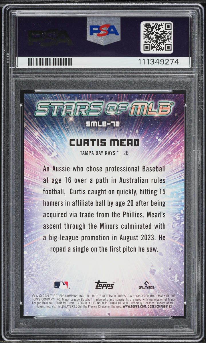 2024 Topps Stars Of MLB Update Curtis Mead ROOKIE #SMLB72 PSA 10 GEM MINT