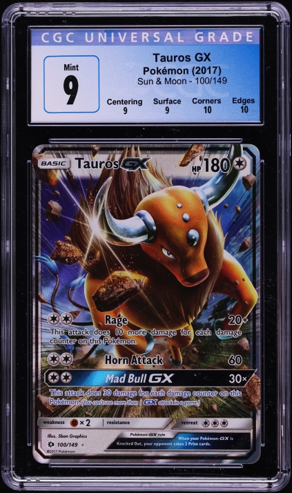 2017 Pokemon Sun & Moon Holo Tauros GX #100 CGC 9 MINT