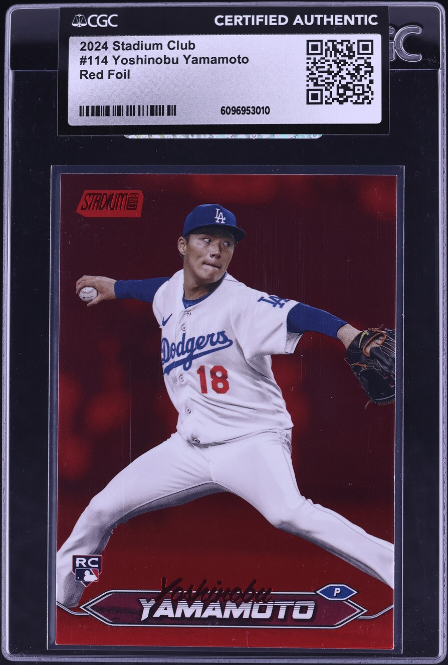 2024 Stadium Club Red Foil Yoshinobu Yamamoto ROOKIE #114 CGC AUTH