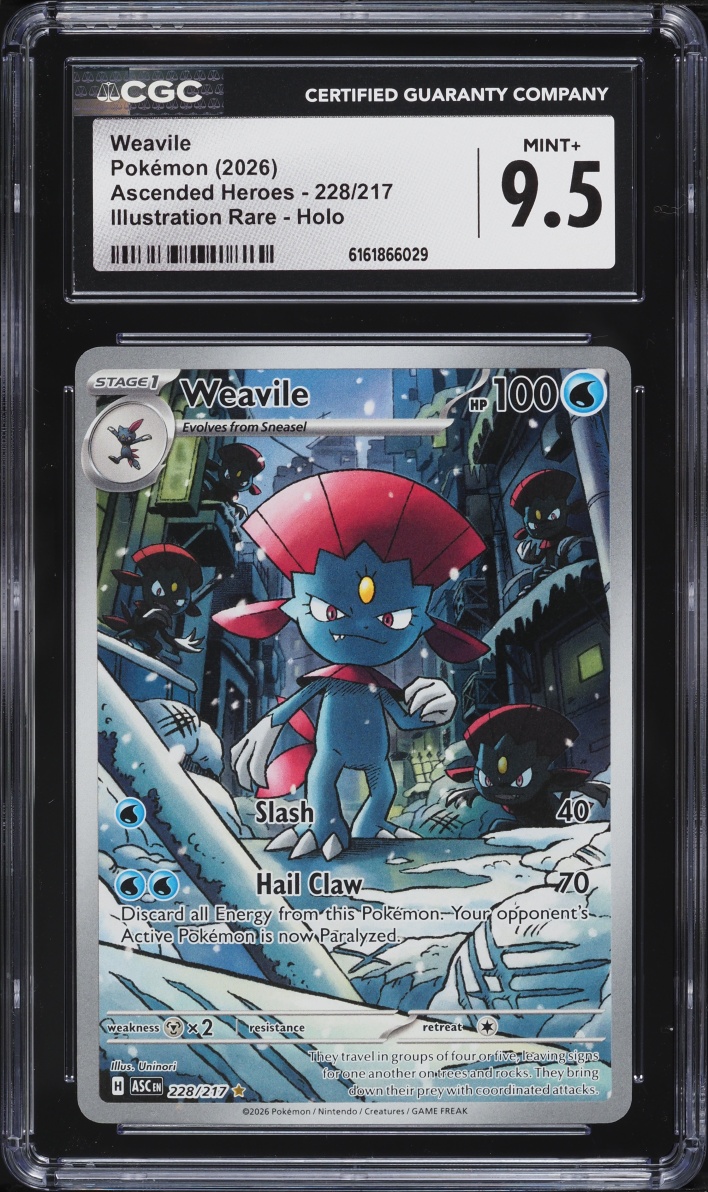 2026 Pokemon Mega Evolution Ascended Heroes IR Weavile #228 CGC 9.5 MINT+