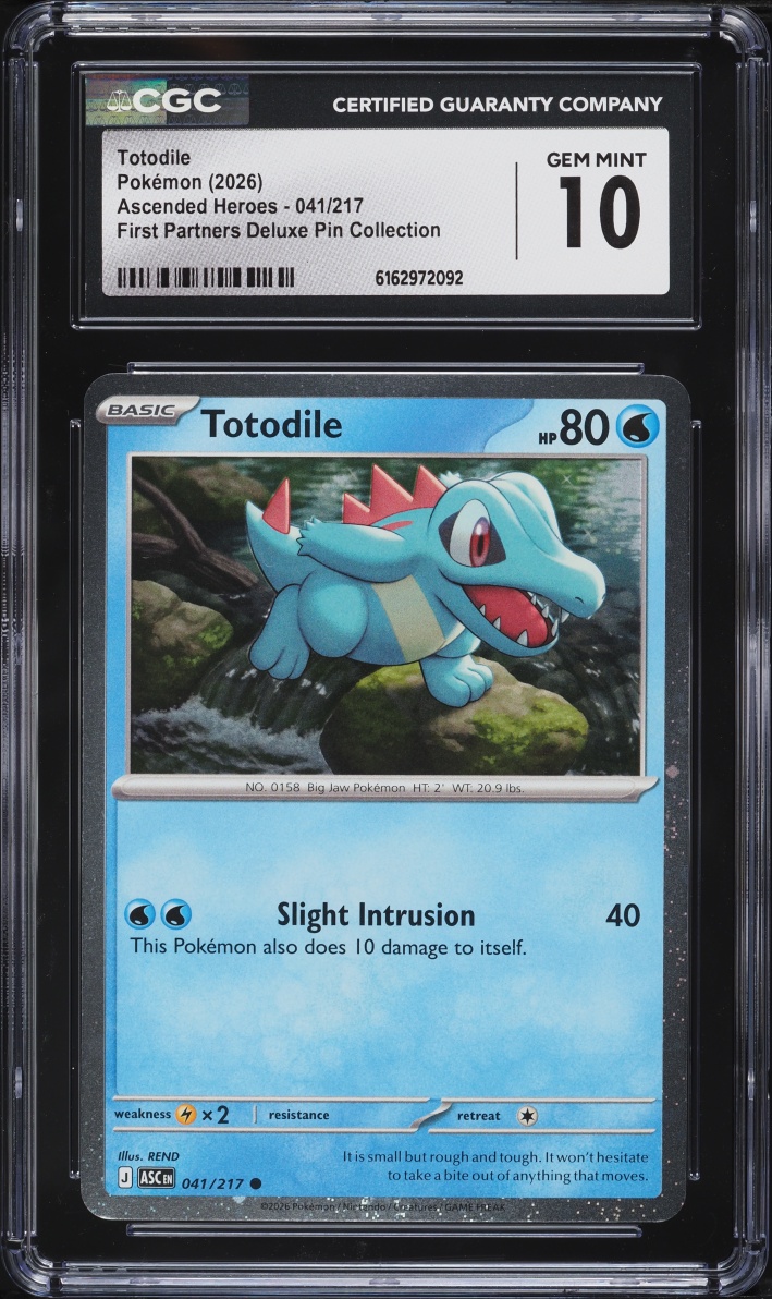 2026 Pokemon Mega Evolution Ascended Heroes First Partners Deluxe Pin Totodile #41 CGC 10 GEM