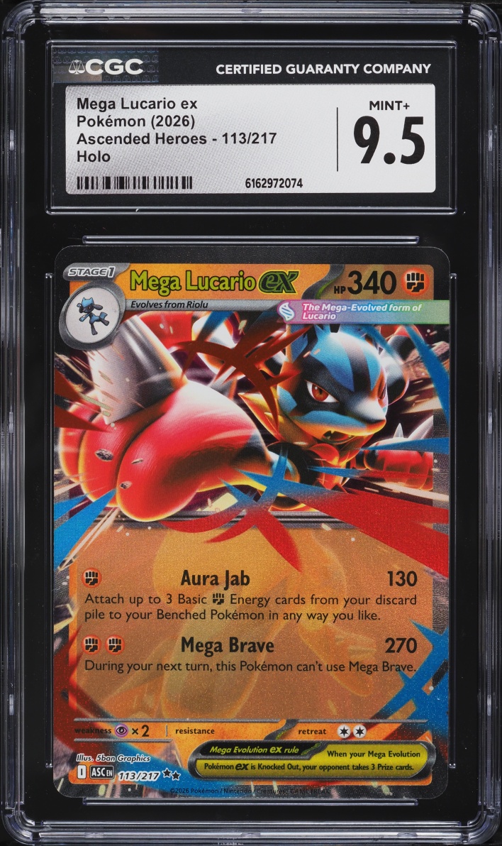 2026 Pokemon Mega Evolution Ascended Heroes Holo Mega Lucario EX #113 CGC 9.5 MINT+