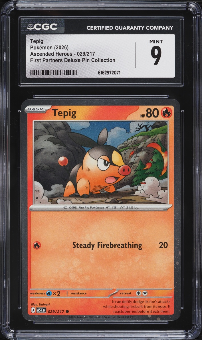 2026 Pokemon Mega Ascended Heroes First Partners Deluxe Pin Collection Tepig #29 CGC 9 MINT