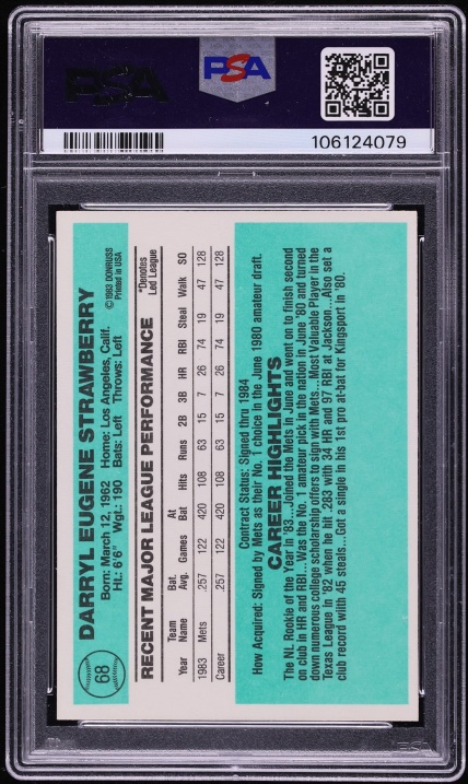 1984 Donruss Darryl Strawberry ROOKIE #68 PSA 7 NRMT