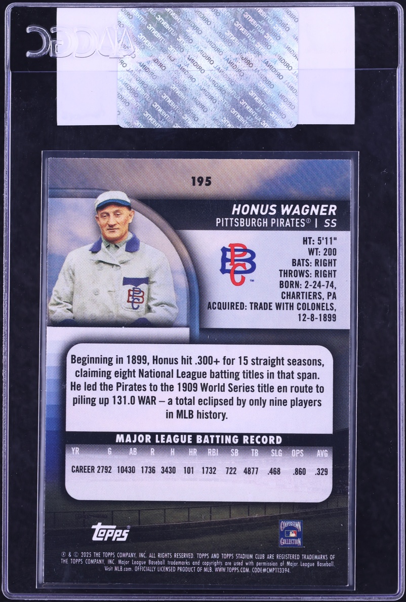2025 Stadium Club Honus Wagner #195 CGC AUTH