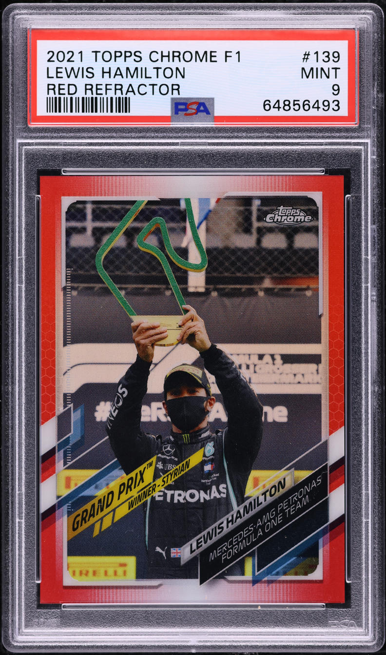 2021 Topps Chrome Formula 1 F1 Red Refractor Lewis Hamilton /5 #139 PSA 9 MINT