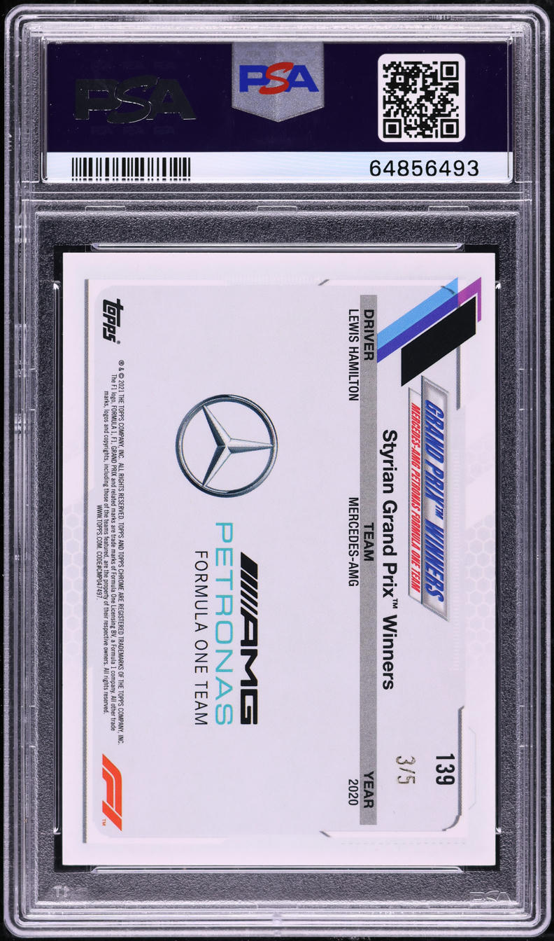 2021 Topps Chrome Formula 1 F1 Red Refractor Lewis Hamilton /5 #139 PSA 9 MINT