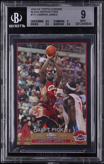 2003 Topps Chrome Black Refractor LeBron James ROOKIE /500 #111 BGS 9 MINT