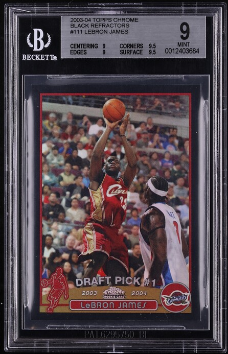 2003 Topps Chrome Black Refractor LeBron James ROOKIE /500 #111 BGS 9 MINT