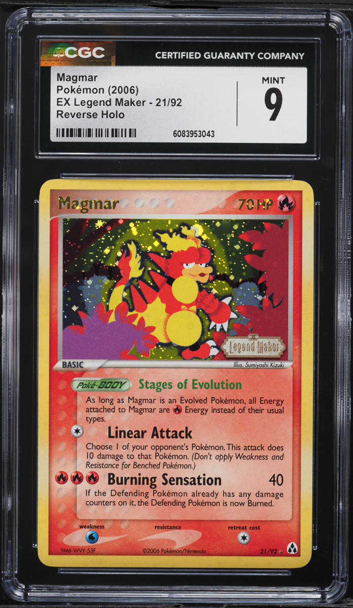 2006 Pokemon EX Legend Maker Reverse Holo Magmar #21 CGC 9 MINT