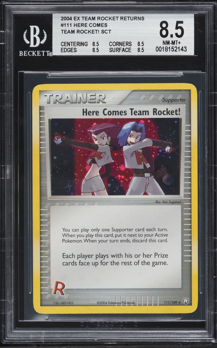 2004 Pokemon EX Team Rocket Returns Here Comes Team Rocket #111 BGS 8.5 NM-MT+