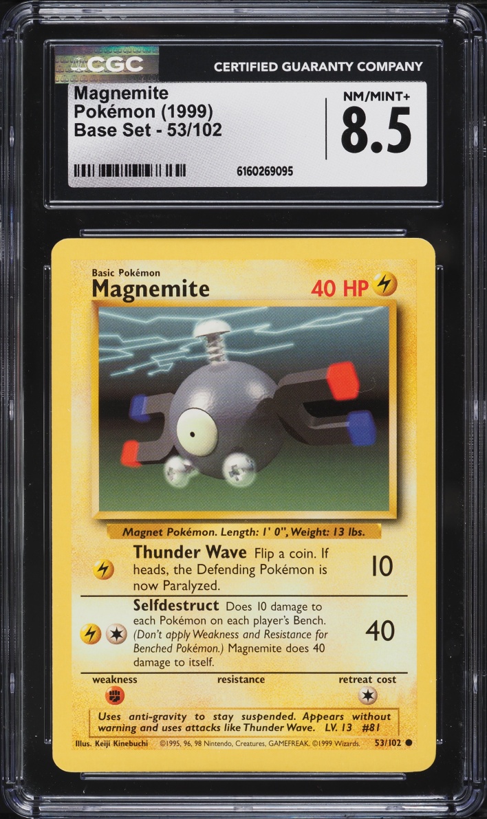 1999 Pokemon Base Set Magnemite #53 CGC 8.5 NM-MT+