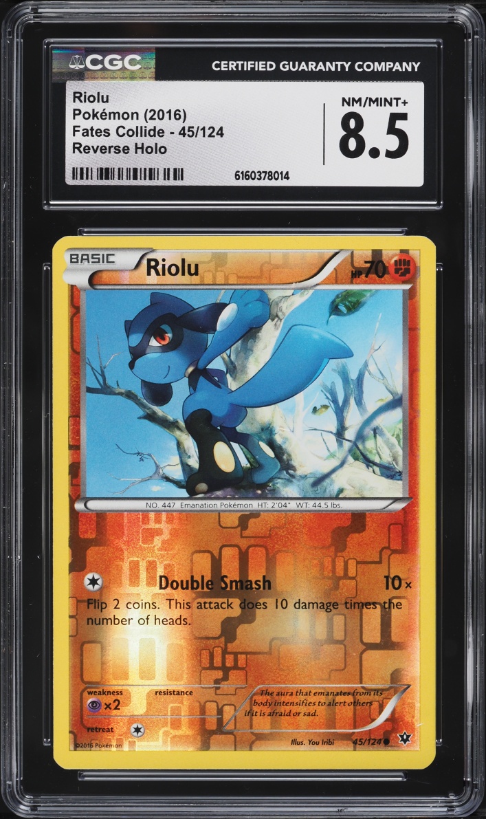 2016 Pokemon XY Fates Collide Reverse Holo Riolu #45 CGC 8.5 NM-MT+