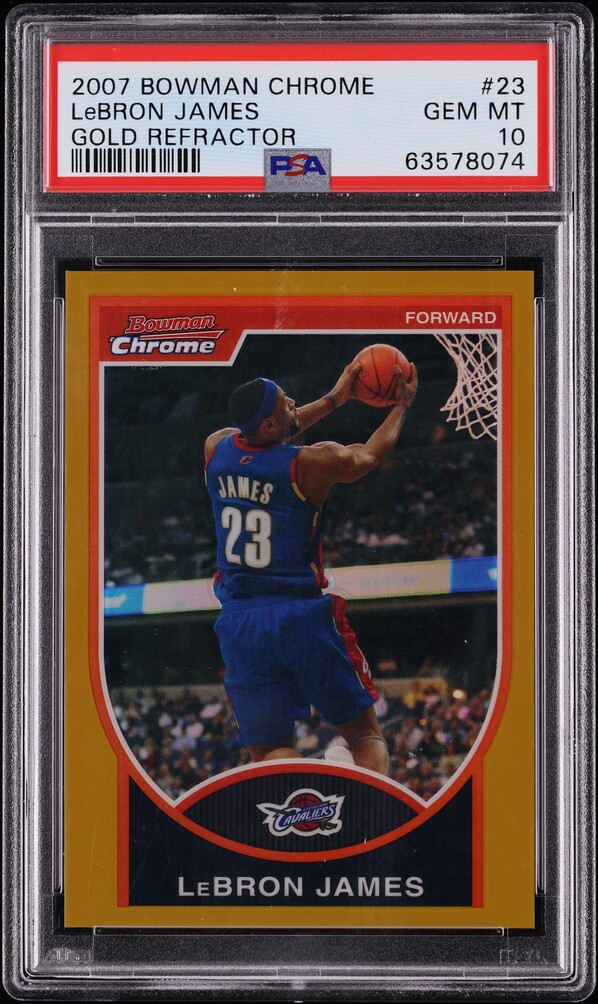2007 Bowman Chrome Gold Refractor LeBron James /99 #23 PSA 10 GEM MINT