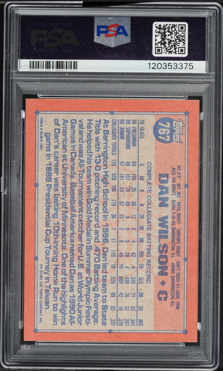 1991 Topps Dan Wilson ROOKIE #767 PSA 8 NM-MT