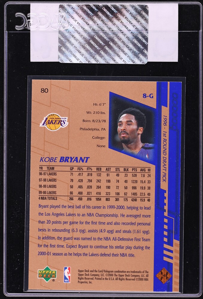 2000 Upper Deck Basketball Kobe Bryant #80 CGC AUTH