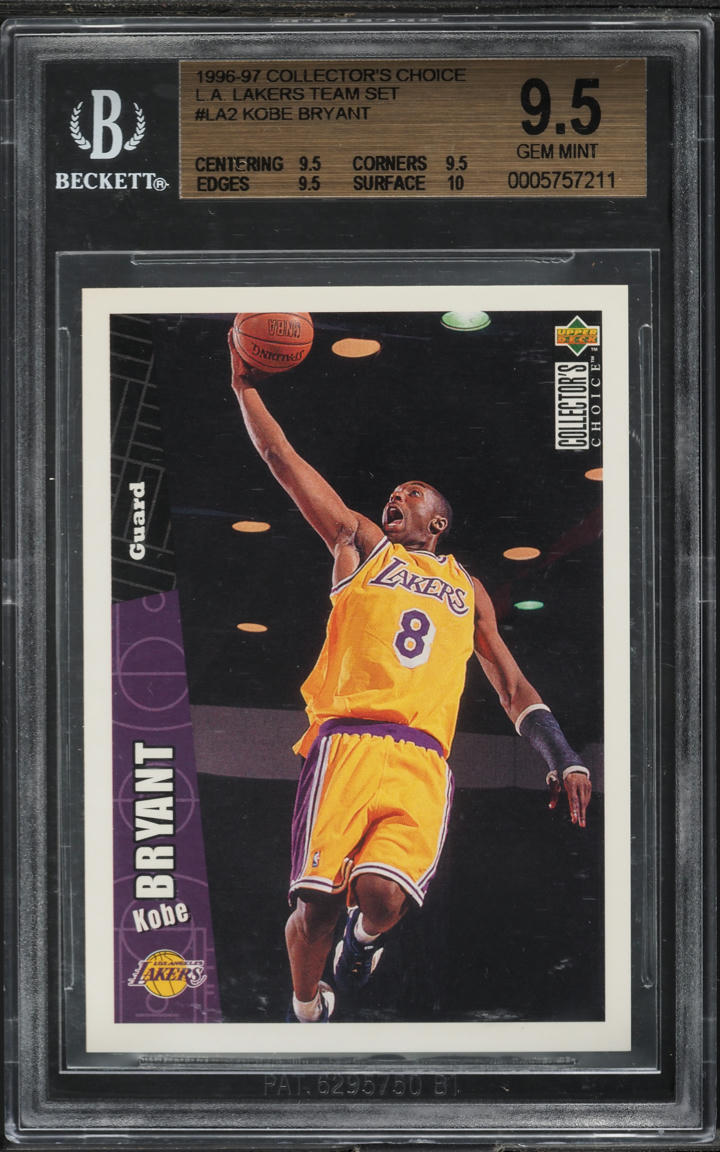 1996 Collector's Choice Lakers Team Set Kobe Bryant ROOKIE #LA2 BGS 9.5 GEM MINT