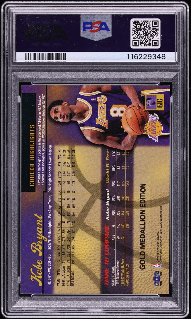 1998 Ultra Gold Medallion Kobe Bryant #61G PSA 9 MINT