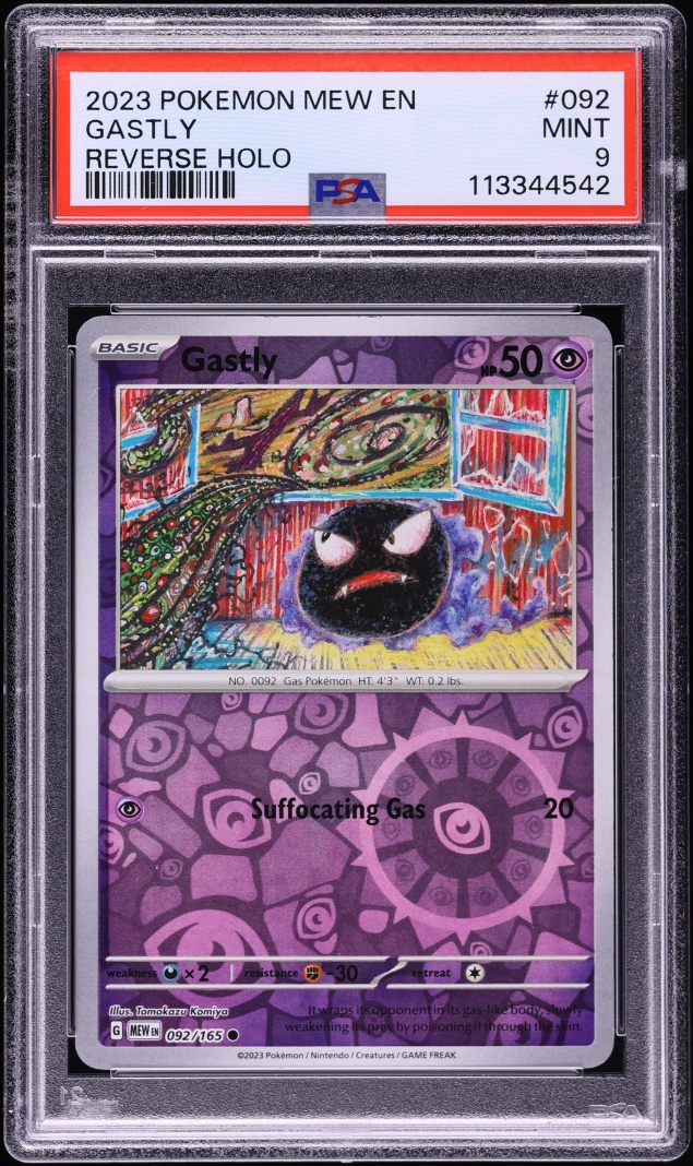 2023 Pokemon Scarlet & Violet 151 Reverse Holo Gastly #092 PSA 9 MINT
