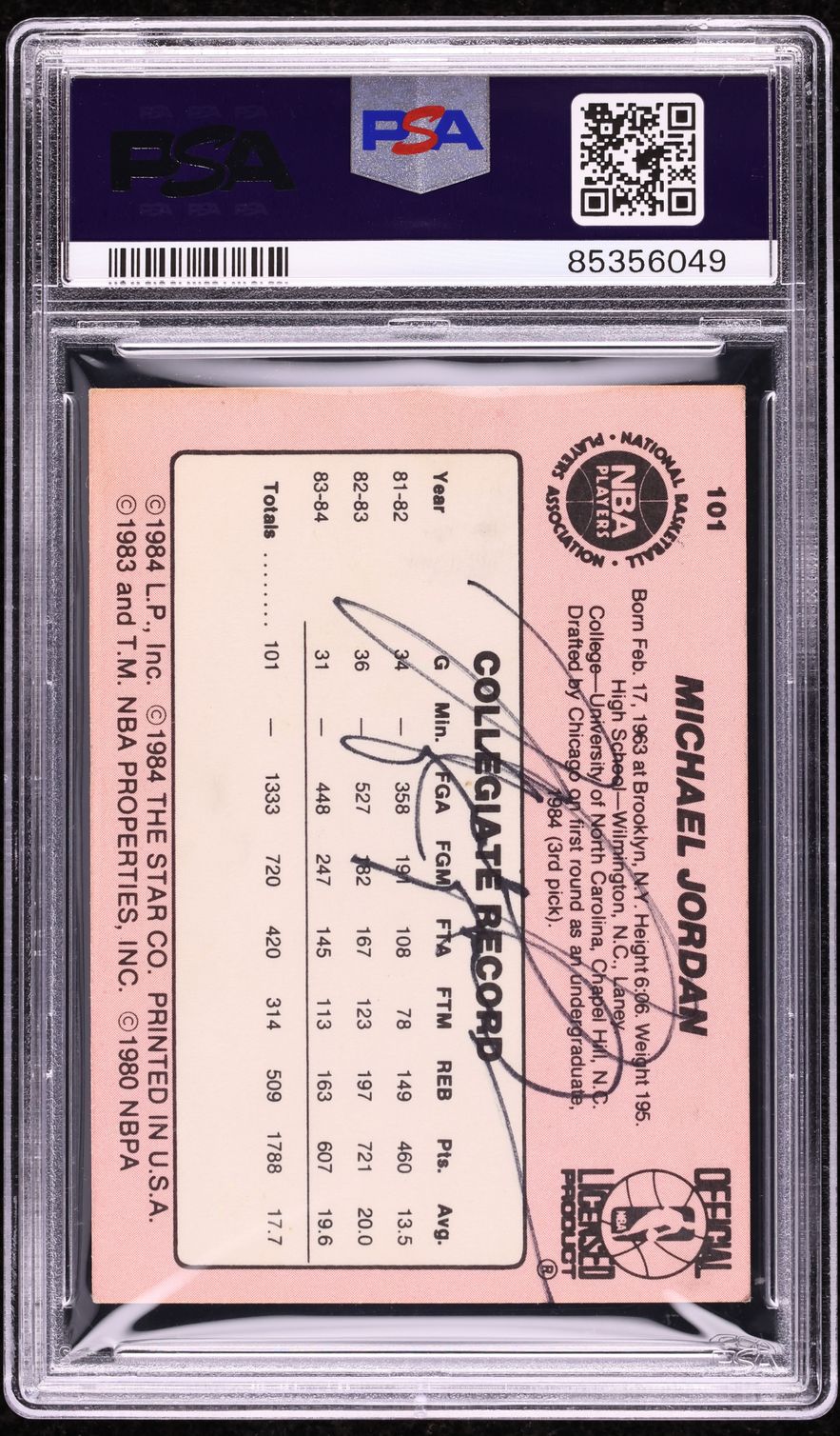 1984 Star Basketball Michael Jordan ROOKIE AUTO #101 PSA AUTH