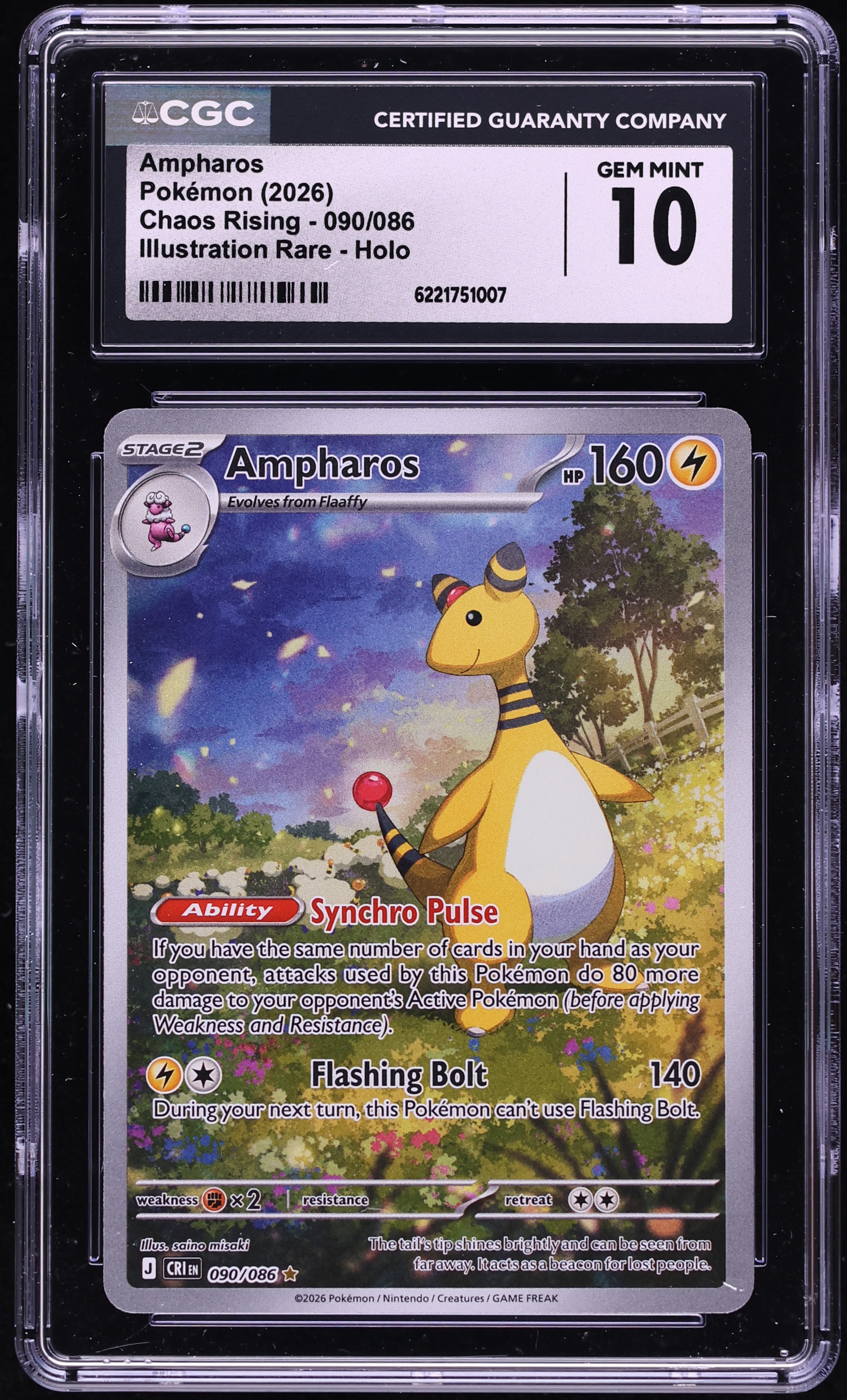 2026 Pokemon Mega Evolution Chaos Rising IR Ampharos #90 CGC 10 GEM MINT